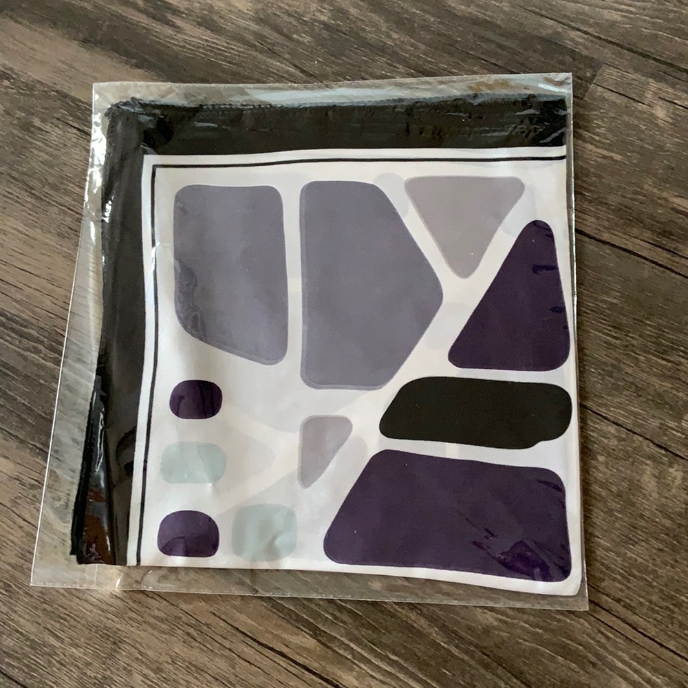 NWT Satin Square‎ Neck Scarf Purple Grey